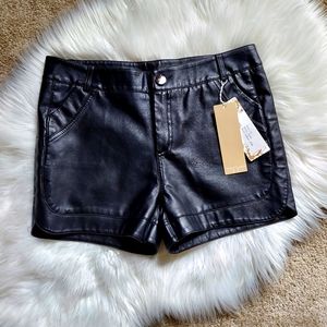 Black Vegan Leather Shorts